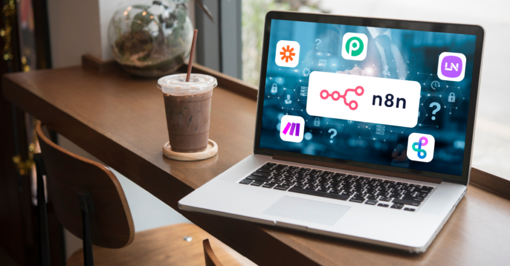 Diagrama de flujo de trabajo visual en n8n mostrando la integración de herramientas digitales para optimizar la productividad empresarial en Guatemala.